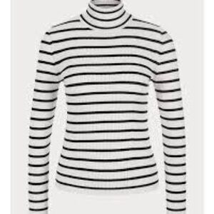 Cielo Black and White Striped Turtleneck A0407